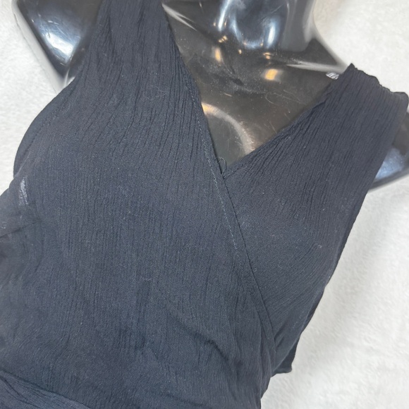 Turquoise Couture Wrap Dress Womens Size XL Black Crepe Goth Knee Length - Picture 9 of 9